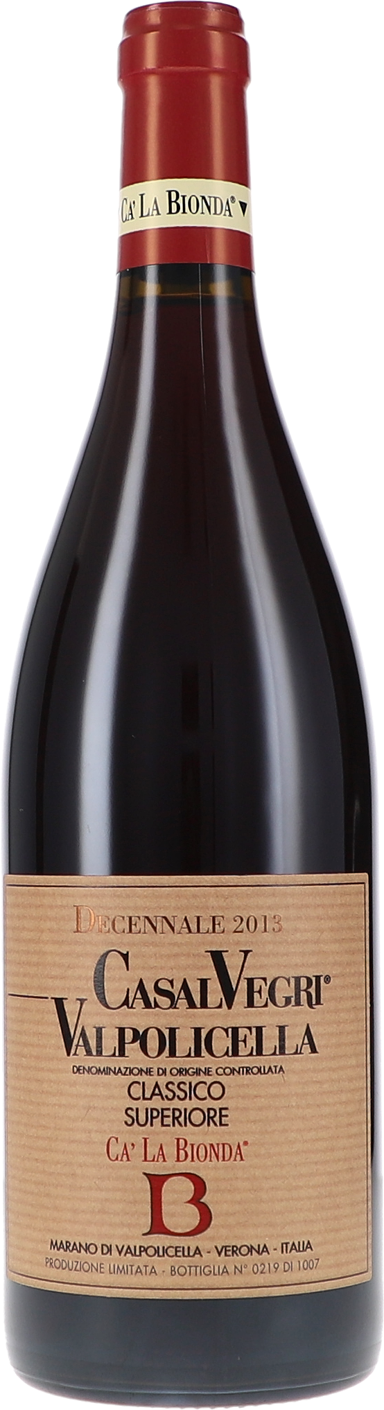 Ca´ La Bionda Valpolicella Classico Superiore DOC Casal Vegri Decannale 2013