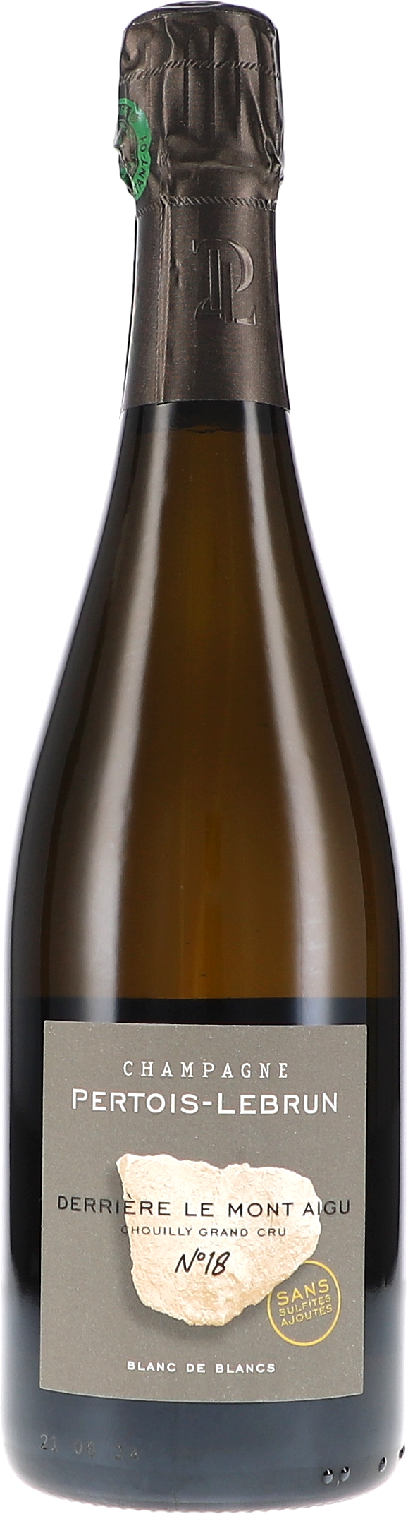 Pertois-Lebrun Derrière le Mont Aigu N°18, Sans Sulfites Ajouté, Chouilly Grand Cru Blanc de Blancs Brut Nature 2018