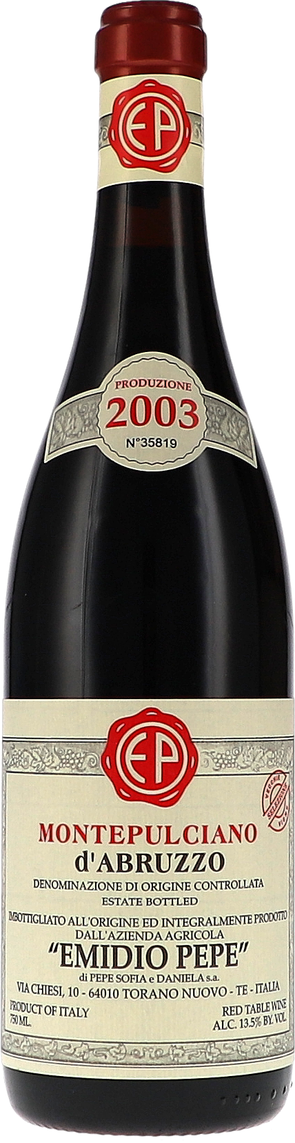 Emidio Pepe Montepulciano d'Abruzzo DOC, Selezione Vecchie Vigne 2003